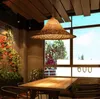 Wicker Rattan Straw Hat Shade Lamp Pendant Light Fixture Japanese Style Tatami Hanging For Restaurant Cafe Bar Dining Table Room