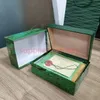 hjd ROLEX Boxes High Quality Watch Green Box Papers Watches Leather Card For Rolx Certificate+Handbag Accessories Cases Gift surprise box factory montre de luxe