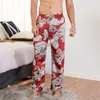 Grande tamanho de seda homens casuais calças de sono outono de inverno homens pijama fundo sleepwear pijama solta homewear 04