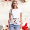 Kvinnors t-shirt graviditet tee moderskap jul topp kvinnor söt santa baby tryck gravida kläder 0203