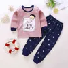 Pajamas Set Girls Underwear Suits Baby Boys Clothes Printed Autumn Winter Long Trousers Korean Home Children's Clothing 211130