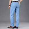 Sommer Herren Hellblau Dünne Jeans Modal Stoff Hohe Qualität Business Casual Stretch Jean Hosen Männliche Marke Hosen Dunkelgrau 211120