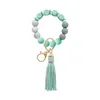 Silicone Love Beads Tassel charm bracelet key rings Wrap Wristband cuff Keychain Bag Hangs Women men Fashion jewelry will and sandy
