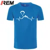 Montanhas Parapente ECG Heartbeat Camisetas Estilo de Verão Estilo de Verão Homens Tops Respirável Streetwear XS-5XL Padrão Barato Venda 210324