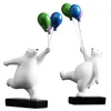 TANGCHAO Creative Balloon Bear Statue Resin Figurines For Interior Nordic Home Decoration Wall Mount Modern Room Decoration 210727