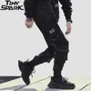 Streetwear Hip Cargo Pantalon Joggers Poches Latérales Harajuku Hommes Baggy Pantalon HipHop Joggers Pantalon Noir Street Wear 210702