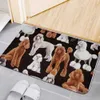 Upetstory Cute Poodle Dachshund Printing Doormat Flannel Fabric Home Decoration Door Mat Non-slip Kitchen Living Room Floor Mat 210727