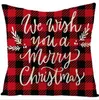 Taie d'oreiller de Noël Amazon nouvel an treillis rouge et noir Noël Père Noël housse de coussin de canapé en lin taies d'oreiller nordiques faire un logo personnalisé