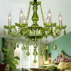 Chandeliers Modern Green Crystal Chandelier Home Decor Bedroom Living Room Kitchen Lustre Hanglamp Indoor Lighting Luminare