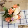 Flores decorativas Guirnaldas Suministros para fiestas festivas Hogar Jardín Claveles falsos artificiales Ramo de boda floral Hortensia nupcial Dic