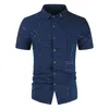 Schwarzes Hemd für Männer Geschäftswerk Männer Hemden Baumwolle Streifen Männer Hemd Kurzarm Casual Slim Fit Männer Kleid Hemd Hombre 210524