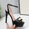 2021 Sommer Stiletto Damen Sandalen Super High Heels weiche Lederschuhe Plateauabsatz Schnalle Knöchelriemen Latexkleber Damenschuh Party Sandale von höchster Qualität