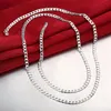 Kedjor 925 Sterling Silver Halsband för män Kvinna 16-30 inches Fine 4mm Sideways Chain Classic Smycken Högkvalitativa julklappar