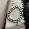 Ankomst Titanium Stålarmband Trendig Hip Hop Wide Metal Chain Bangle Silver Clip-kedja 19cm Smycken Gåvor för Kvinnor Män