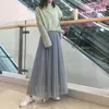 Ohryiyie Maxi Long Tulle Skirt女性ハイウエストボールガウンスカート夏の弾性大人のTutu Jupe Longue Femme 210623