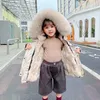 Children's Parkas Coat For Baby Girls Boy Rabbit fur jacket Winter Padded Real Raccoon Fur Collar Kids Clothes TZ956 H0909