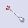 Deer Head Shape 304 Stainless Steel Stirring Spoon Romantic Christmas Elk Coffee Dessert Spoon Exquisite Tableware Gift box Set