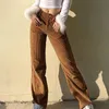 Женские брюки каприз коричневый / фиолетовый ретро кормурут прямой женщины высокая талия для женщин длинные брюки