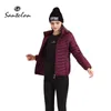 Santelon Winter Women Warm Polded Jacket Coat Slim Short Parka Outdoor Clothes Ultralight Sport Outwear Portable Store i en väska 211007