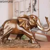 Feng Shui élégant éléphant résine statue chanceux richesse figurine artisanat ornements cadeau pour la décoration de bureau à domicile 211108