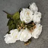 Elegancka sztuczna róża kwiat ślubny ślubne panna młoda bukiet domowe przyjęcie dekoracyjne kwiaty stolik dekoracje 6009346