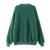 Toppies Winter Sweater Cardigan Women Faux Fur Knitted Button Green Warm Tops 211011