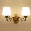 American Loft Copper Living Room Wall Lamp Vintage Frosted White Glass Shade Bedroom Bedsides Green Ceramic Corridor Stair Case Wall Sconces