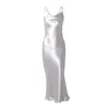 Сексуальные спагетти ремешок без спинки лесные платья женские атласные кружевные платье труба длинное платье элегантное bodycon вечеринка платья 2021