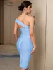 Adyce White Blue Bodycon Bandage Dres Summer Sexy Elegant Black One Shoulder Strapless Celebrity Runway Party 220215