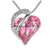 12 Colors Heart Shaped Birthstone Necklace Pendant Colorful Diamonds Gemstone Necklaces Party Ladies Fashion Accessories