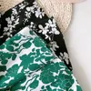 Surmiitro lente zomer katoen lange rok vrouwen koreaanse stijl vintage elegante groene bloemen hoge taille midi rok vrouw 210712