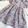 Zomer meisje Europese en Amerikaanse pastorale stijl Floral jurk kinderen Koreaanse halter chiffon baby kinderen prinses 210625