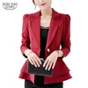 Colared Lady's Coats Solid Button Design Office Work Casual Women's Jecket's Blue Rose Black Wine Red Silm Femmes Coat 5031 80 210527