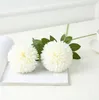 Single stem artificial chrysanthemum flower green leaves fake silk floral party wedding decorative flowers home dinner table decoration for gift DIY accessories
