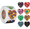 emballage de festival coloré autocollant en forme de coeur de la Saint-Valentin merci autocollants adhésifs 500PCS rouleau 1 pouce 1.5 pouce 3.8 cm étiquette ronde pour les cadeaux de vacances affaires