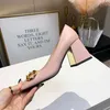 Designer boat shoes spring and autumn square head high heels leather wedding women's luxury party sexy dress shoess 35-41 5 colors