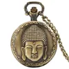 Antik 3D Buddha Design Herr Dam Kvarts Analog fickur med arabiska siffror Halsband Kedja Present