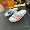 Women Waterfront Multicolor Slippers Rubber Outsole Slides Painting Flowers Designer Platform Sandal Colorful Summer Beath Shoes Flip Flop