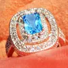 Trouwringen Yayi Fashion Women Sieraden Ring Blue Zirkon CZ Silver Color Engagement Party Gift