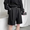 Koreańskie męskie spodenki proste pasuje do kolan długości garnitur spodnie solidne beżowe czarne letnia odzież student cienki luźny przypadkowy męskie spodenki x0705