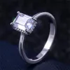 Choucong Simple Fashion Jewelry Wedding Rings 925 Sterling Silver Emerald Cut White Topaz CZ Diamond Gemstones Party Couple Women Engagement Bridal Ring Set Gift