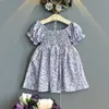 Flickor blommor tryckta klänningar ins sommar barn ruffle puff hylsa klänning koreansk stil barn chiffongkläder a69951784284