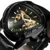 Winnaar Officiële horloges Heren Automatisch mechanisch horloge voor mannen Topmerk Luxe skelet driehoek Gold Black 2103294189063
