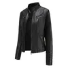 Women Faux Leather Jacket Autumn Winter Long Sleeve Plus Size Fashion Ladies Solid Zipper Biker Coat Female Casual Outwear 210908