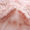 Kant tule cake meisjes herfst jurk kant lange mouwen jurk prinses jurk jurken voor meisjes avondjurk kinderen kleding 211027