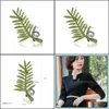 Épingles, Broches Bijoux Luxe Broche Peinture Feuille Verte Personnalité De La Mode Perle Femmes Anti Lumière Foulard En Soie Boucle Drop Delivery 2021 Spx8L