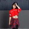 Garnitury dziecięce Garnitury Bawełniane Odzież Koreański Moda Hip Hop Streetwear Nastoletnie Dziewczyny Bluzy Bluza + Spódniczki w kratę 210622