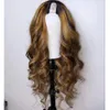 150 Density Brazilian Remy Hair Wigs Blond Middle Open Ushape 2x4quotLoose Wave Honey Blonde Highlight Human Hair U Part Wig2418435