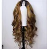 150 Density Brazilian Remy Hair Wigs Blond Middle Open Ushape 2x4quotLoose Wave Honey Blonde Highlight Human Hair U Part Wig2418435