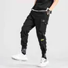 Män byxor svart hip hop streetwear cargo jogger sweatpants hajuku koreanska mode casual byxor märke slim byxor män 211201